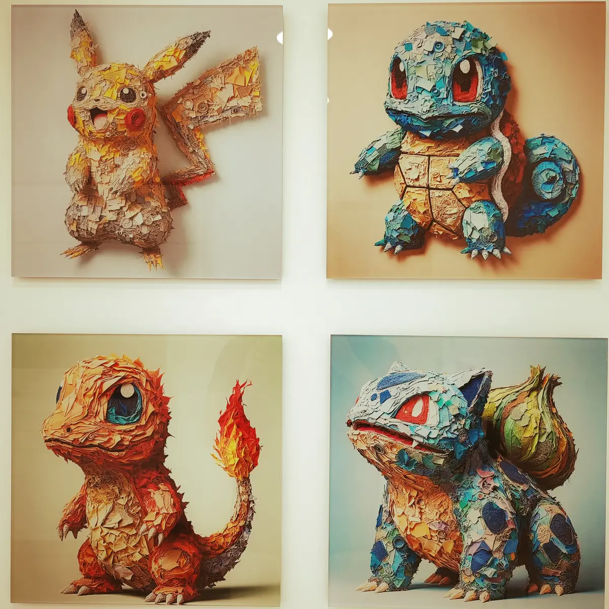 Fresques de personnages Pokémon sur les murs du cabinet